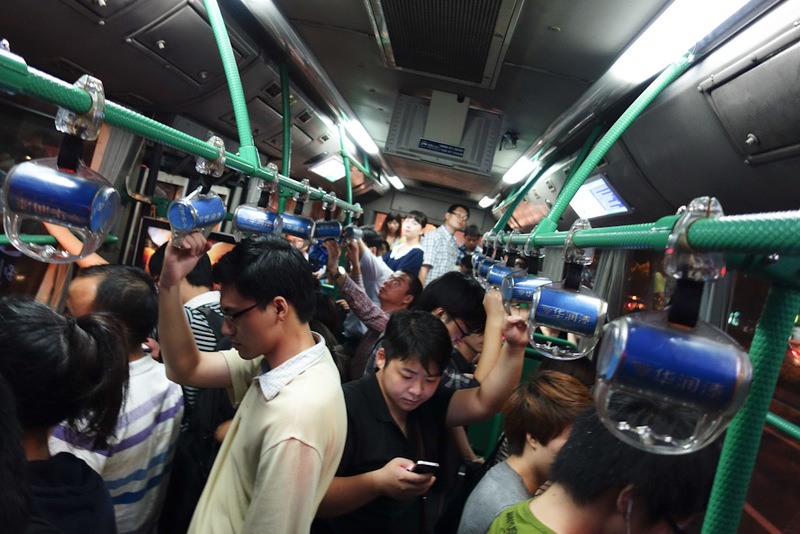 Back to China - Shanghai - Nanjing - Hangzhou - 2012 - Standing up on the bus. When I first got on it was far too packed to try and take a photo, I sat against the front window. The bus ride back was less 