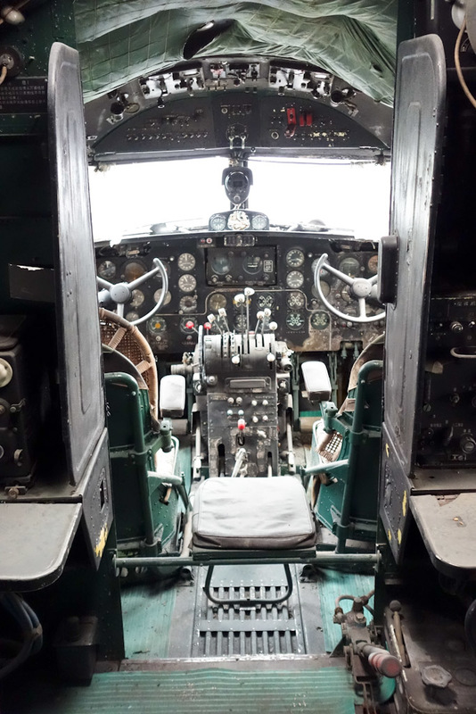 Back to China - Shanghai - Nanjing - Hangzhou - 2012 - This is the cockpit of Chairman Mao's 1950's era propellor plane.