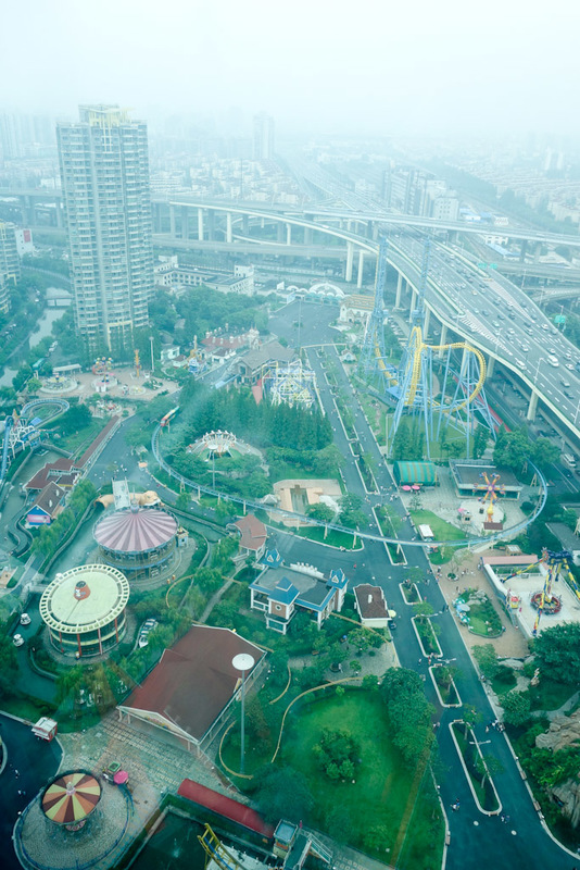 Back to China - Shanghai - Nanjing - Hangzhou - 2012 - Looking back down on the amusement park and elevated highways.