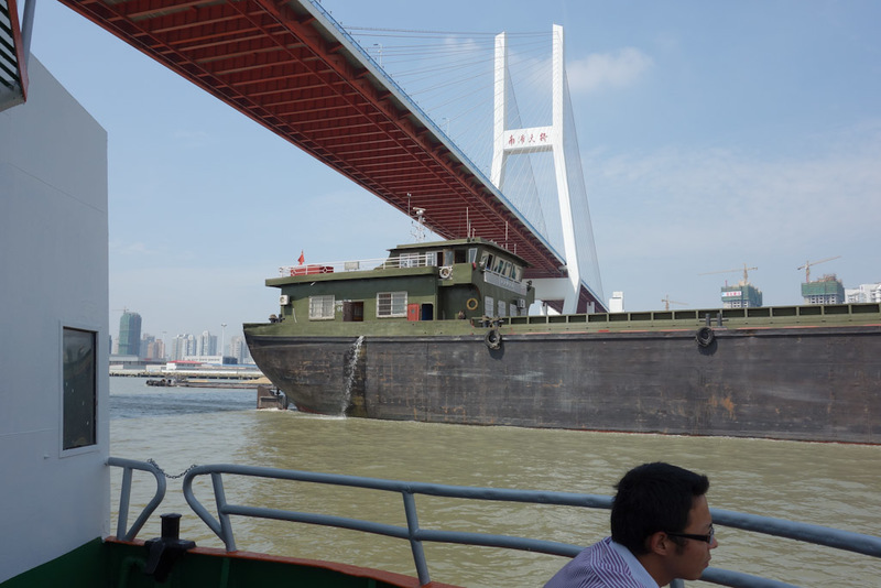 Back to China - Shanghai - Nanjing - Hangzhou - 2012 - The ferry captain likes to get close to big ships going past.