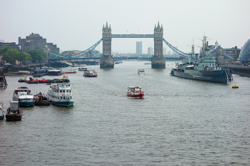 London / Germany / Austria - Work & Holiday - May and June 2016 - Heres the tower bridge, with the battleship still there. I have been on that ship, its a floating museum and excellent.