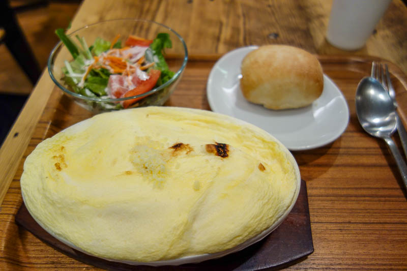 Japan 2015 - Tokyo - Nagoya - Hiroshima - Shimonoseki - Fukuoka - My dinner was awesome. It is root vegetable bi bim bap fusion hybrid cheese souffle. I enjoyed every mouthful.