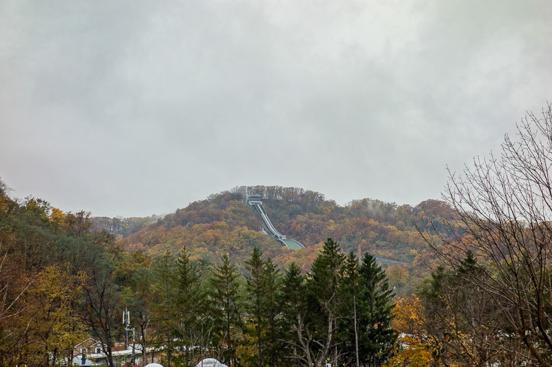 Japan-Sapporo-Zoo-Autumn Colors-Rain - Here is the city ski jump. Sapporo has actually been awarded the winter olympics twice, in 1940 and 1972. They did not get to host them in 1940 though