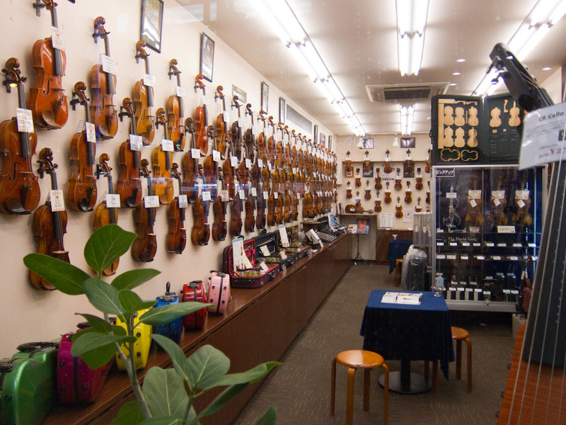 Japan and Taiwan March 2012 - This is just a random shop that sells nothing except violins. Theres many levels of violins.