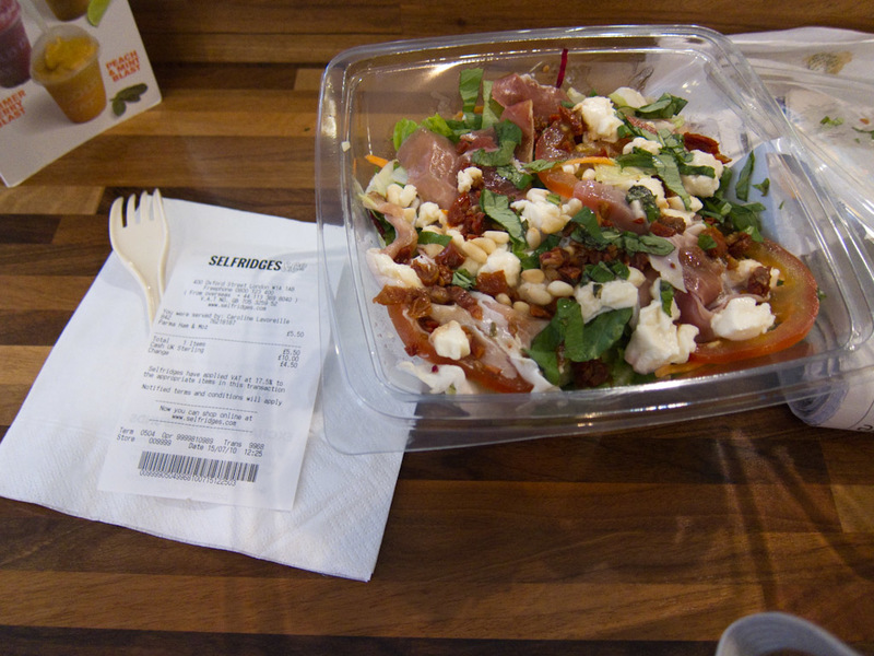London 3 - June/July 2010 - This is the salad I had at Selfridges for lunch, very delicious with Parma ham.