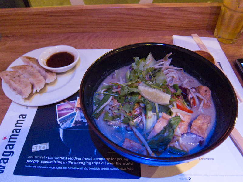 London 3 - June/July 2010 - This is my dinner from Wagamama, it was the special. The dumplings were cold, the soup was as grey as it looks in the picture and the stuff in it seem
