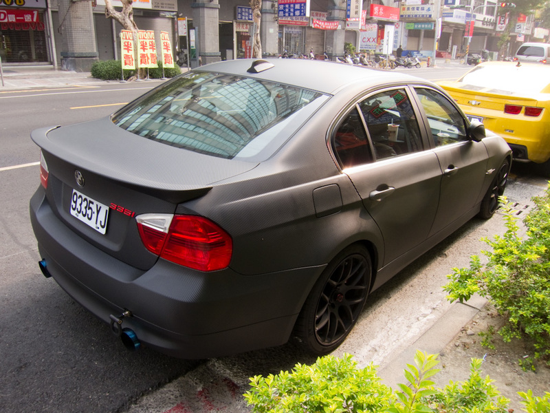 Taiwan / Hong Kong / Singapore - March/April 2011 - This BMW is completely covered in Carbon Fibre vinyl, with red badges, blue exhaust pipes etc. I havent really seen any other car culture stuff in all