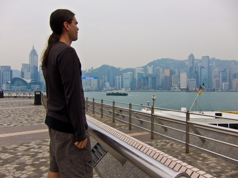 Taiwan / Hong Kong / Singapore - March/April 2011 - And heres me, enjoying the view. A cleaning lady was concerned I was putting my camera on a rubbish bin.