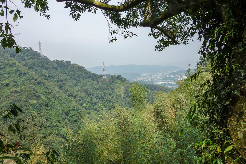 Taiwan-Taipei-Hiking-Wuliaojian - A bit of a view back to Sanxia, and some powerlines.