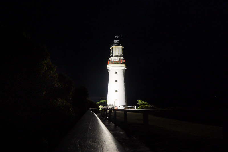Cape Otway - Easter 2021 - Yes, it is the lighthouse, with the white rail. Not so dark tonight due to the cloudy conditions.