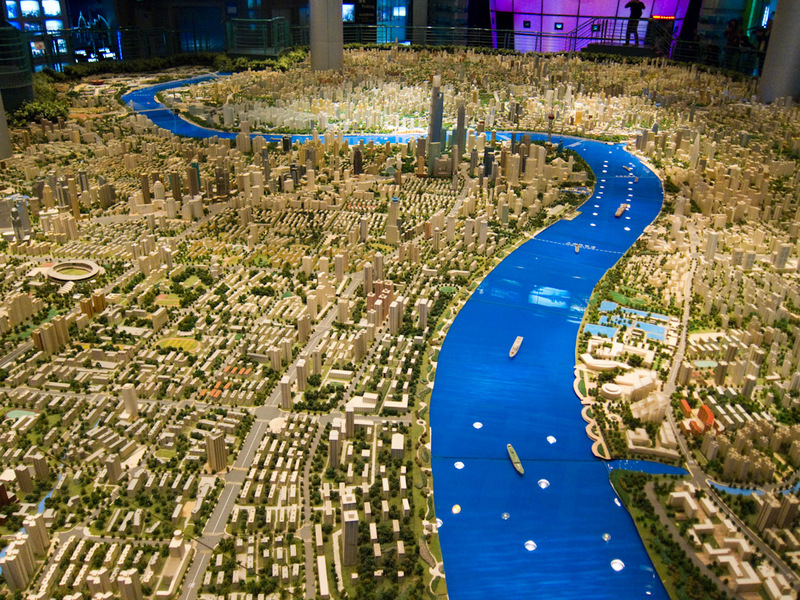 China-Shanghai-Museum-Diorama - The diorama of all of Shanghai, you cant imagine the size of it, look closely and you can see a person standing on a podium at the far end.