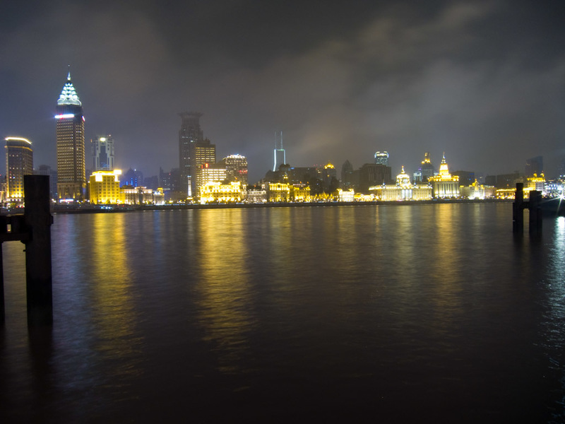 China-Shanghai-Pudong-Beef-Neon - Looking across the river at the Bund.
