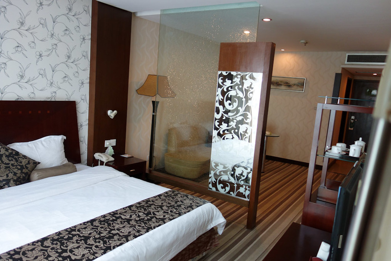 Back to China - Shanghai - Nanjing - Hangzhou - 2012 - Another view of my room. They lose a point for having a clear glass table that no mouse will work on. Many hotels are guilty of this crime against hum