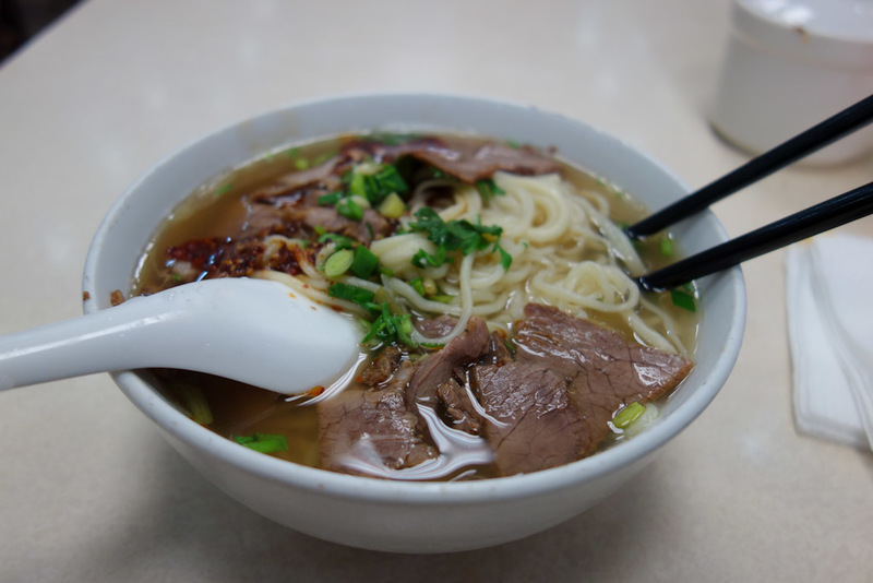 China-Nanjing-Hunan Road-Beef - Heres my noodles, they were good, but too many noodles, I didnt eat them all. More beef compared to Shanghai, but then it was almost $2 so a bit more 