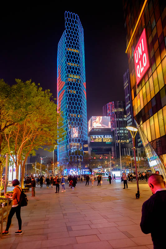 China-Beijing-Sanlitun-Food - This is the awesome intercontinental hotel. It has an LED exo-skeleton that can be lit up in any color of full motion video. You would have to see it 
