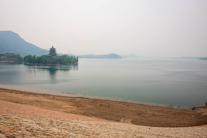 The great loop of China - April 2018 - It has an island with a pagoda on it. There is a big fence all the way around it to prevent me from swimming out to the island.