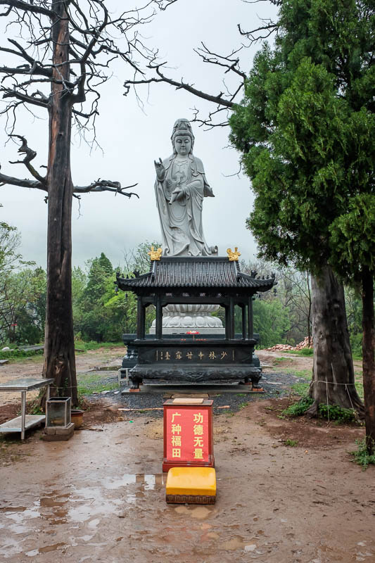 China-Dengfeng-Shaolin-Kung Fu-Rain - I found another secluded area, with steps leading to it, which meant I had it to myself to look at the statue, and soak up some mud.