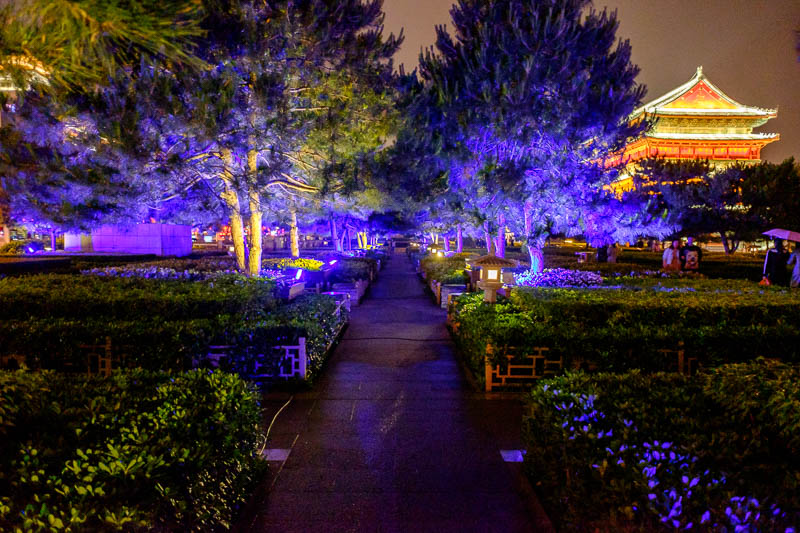 The great loop of China - April 2018 - Here we have some trees lit up with blue lights, whats that to the right?