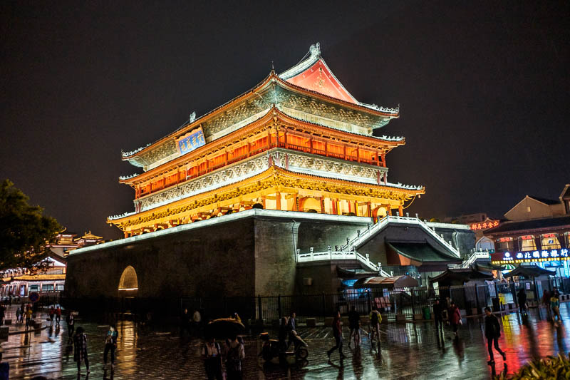 China-Xian-Food-Bell Tower - It is the magnificent drum tower. The bell and drum towers are quite close to each other, I cant see a bell or a drum on either of them.