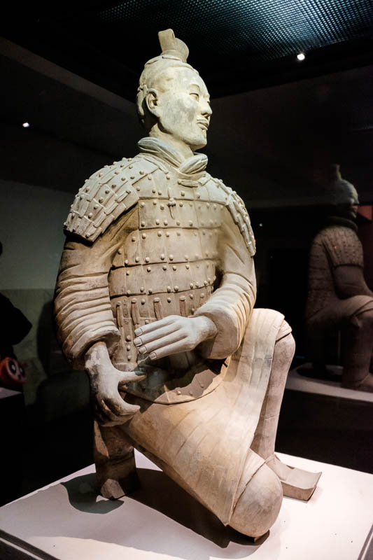 China-Xian-Terracotta Army - Here is a particularly well restored warrior. Notice he still has his thumb! Recently in the USA a man took a selfie with one of them that was there v