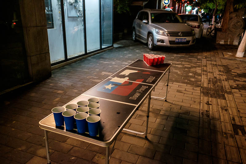 The great loop of China - April 2018 - I descended and beat everyone at beer pong. Street beer pong no less.