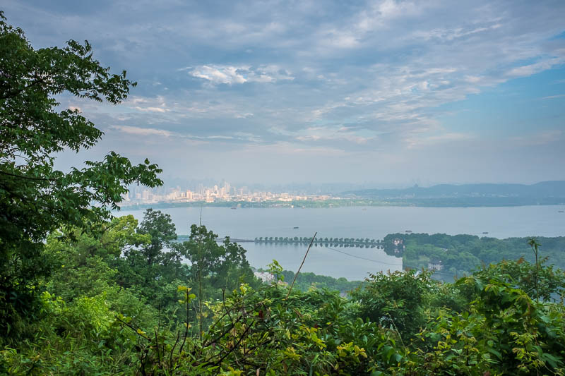 The great loop of China - April 2018 - There was a chance for one last view of the sun hitting parts of the tourist side of Hangzhou.