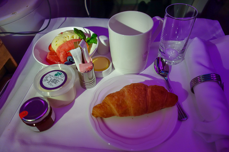 Melbourne-Emirates-Airbus A380-Business Class - Meal 3 - there were about 8 breakfast options, I chose the light express option due to there being so many meals already and presumably a heap more to