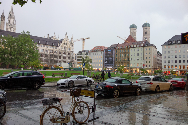 Germany-Munich-Rain-Oktoberfest - I mannaged to get on a train and come up in the open in this square. More running.
