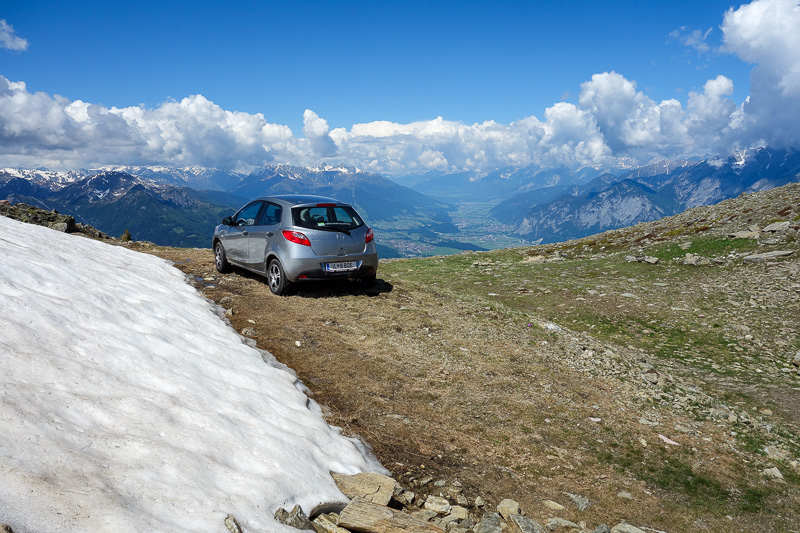 London / Germany / Austria - Work & Holiday - May and June 2016 - If mountain bikers can make it, why not a Mazda 2? At this stage I had not seen the nice road up, as I had hiked up a goat track, so this was interest