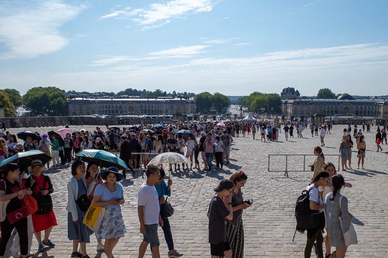 France-Versailles-Palace-Garden - Here is the line looking back down upon the triple 180 degree line experience extravaganza. I knew before coming today that I would not actually go in