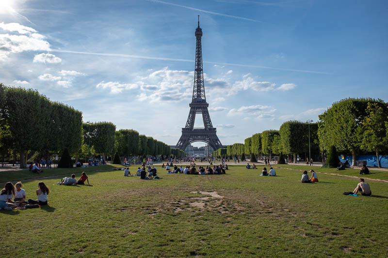 France-Paris-Eiffel Tower - Last tower shot. The grounds were closed in a few spots for Bastille day preparations.