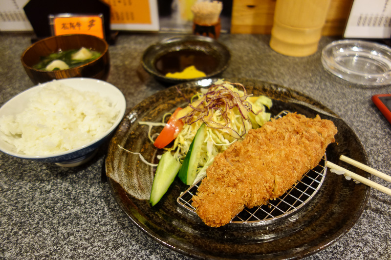 Japan-Osaka-Shinsekai - After looking for food for quite a while I relented and went for deep fried. This cost like $15, what a rip off! Deep fried Tonkatsu Pork. I guess the
