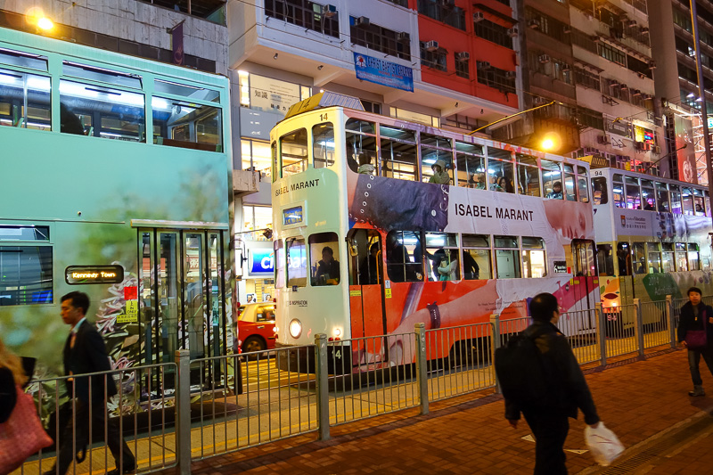Hong Kong - Japan - Taiwan - March 2014 - These are double decker trams, which might occasionally tip over on downhill bends.