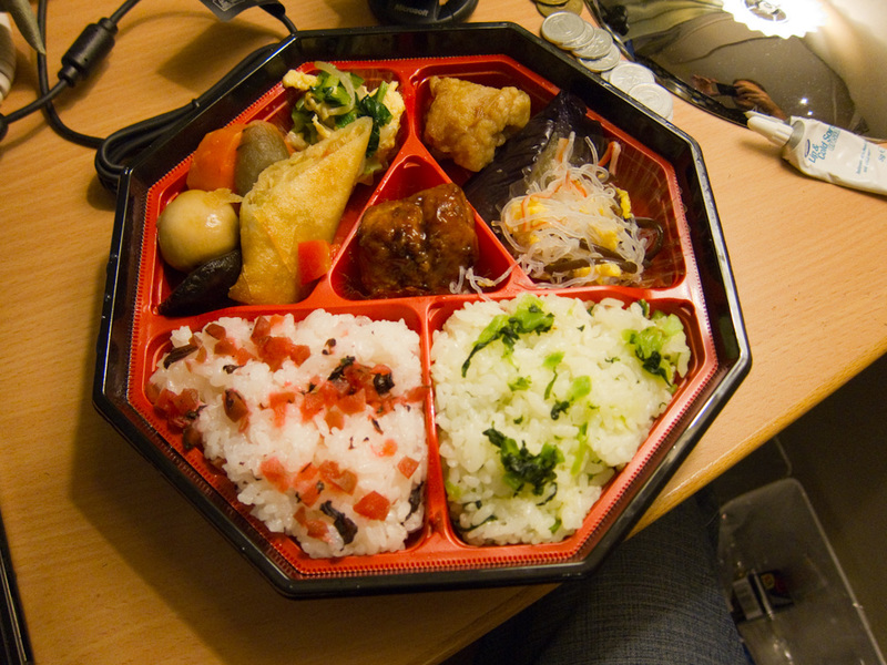 Japan and Hong Kong May 2010 - Heres my dinner. Looks pretty healthy doesnt it? Its a bento box from Keio plaza department store. Lots of different things in it.