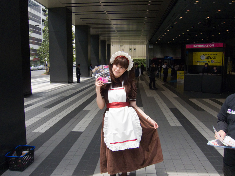 Japan-Tokyo-Akihabara-Ueno - This maid started posing for me even though I didnt have my camera out, so I obliged her, for her troubles she gave me a pamphlet advertising Samsung 