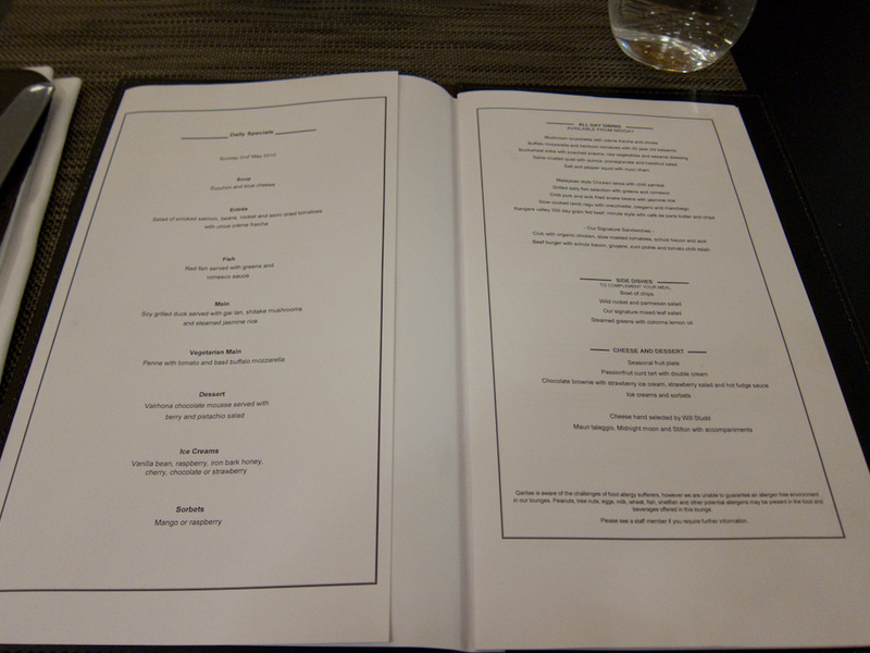 Sydney-Airport-Lounge-Qantas - I photographed the menu, in case anyone is bored enough to read it.