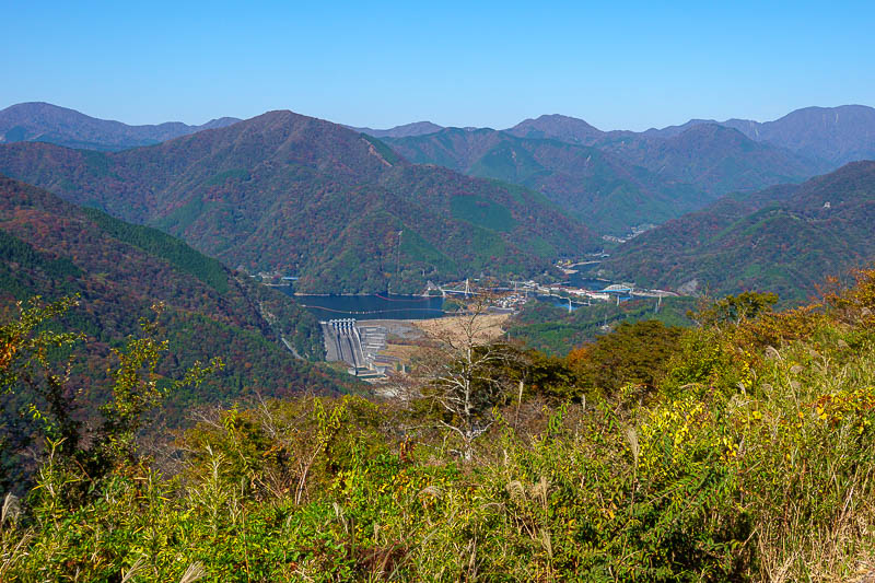 Japan-Hiking-Kanagawa-Mount Ono - There is a dam and a lake down there with hotels around it.