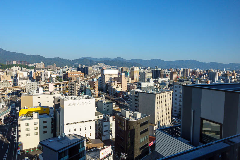 Japan-Tokyo-Hiroshima-Shinkansen - And in a super rare treat, my room has a view. I am in the last room on the top floor, which is the murder room in most scooby doo related tv shows. B