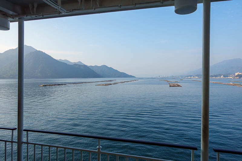 Japan-Hiroshima-Hiking-Miyajima - The ferry sailed directly through the oyster farms.