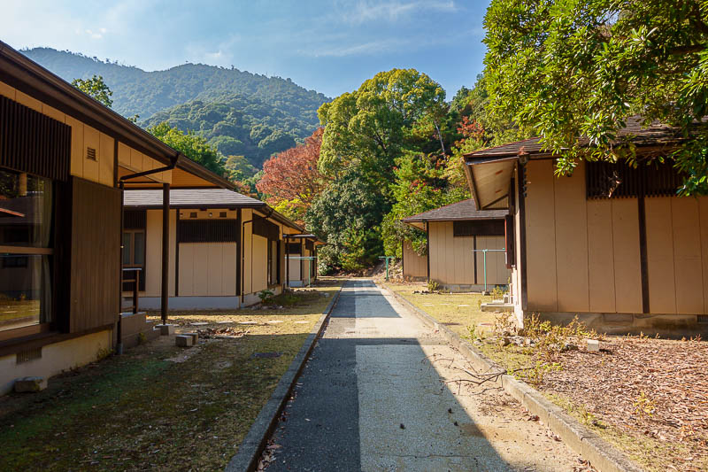 Japan-Hiroshima-Hiking-Miyajima - And here is where I came out at the hard to type Tsusumigaura park. There were a lot of these cabins here, but all were empty. They must be abandoned,