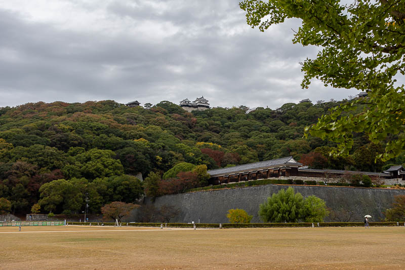 Japan-Matsuyama-Osaka - My journey to the station on foot under threatening skies went through the castle park.