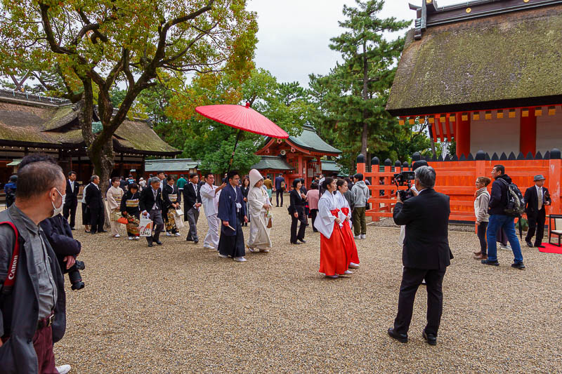 Japan-Osaka-Shrine - Grey wedding day of not much going on