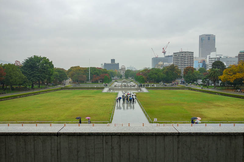 Japan-Hiroshima-Castle-Rain-Memorial - The peace park, is basically a big puddle today.