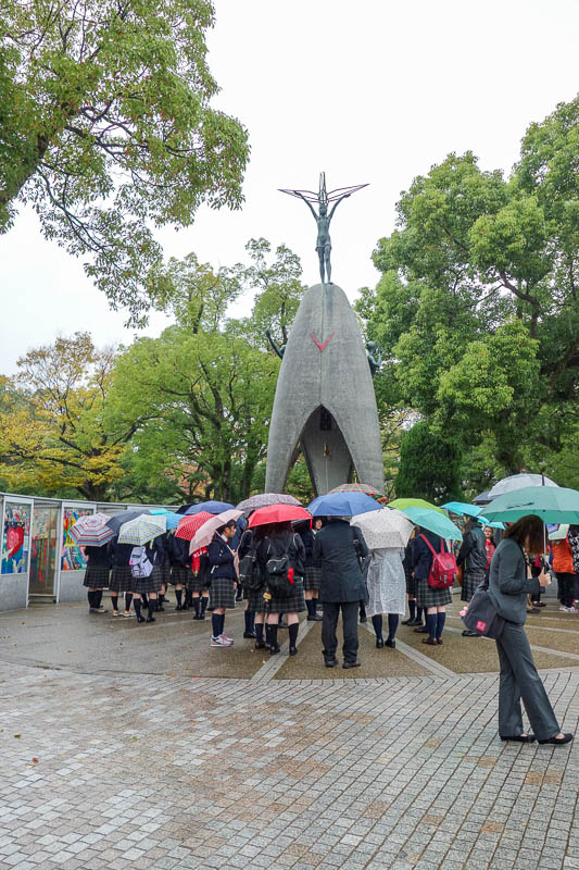 Japan-Hiroshima-Castle-Rain-Memorial - The childrens monument. One thing I learnt, is that as many as a quarter of the people killed were Korean slaves. Hiroshima had been at least partiall