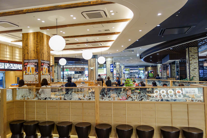 Japan 2015 - Tokyo - Nagoya - Hiroshima - Shimonoseki - Fukuoka - This Aeon mall, apparently the biggest x in y, has a great dining area / food court hybrid. Smarter than your normal food court.