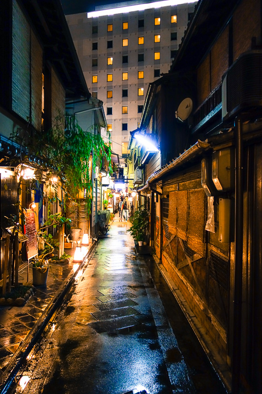 Visiting 9 cities in Japan - Oct and Nov 2016 - Kyoto has hundreds of these alleyways full of little restaurants, only in Kyoto they welcome tourists including westerners. It was still hot so I was 