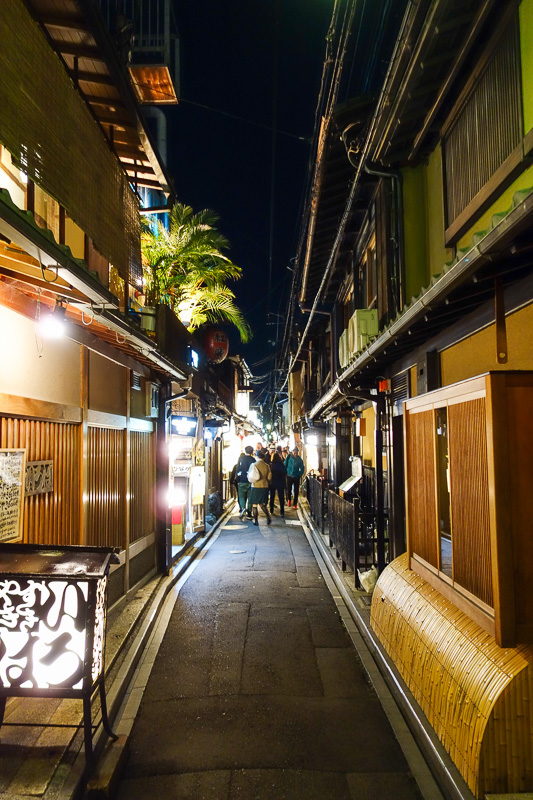 Visiting 9 cities in Japan - Oct and Nov 2016 - Peak tourist back alley restaurant street. They have alleys running off the alleys here. Tour groups all stop to take photos from the same spot, for 5