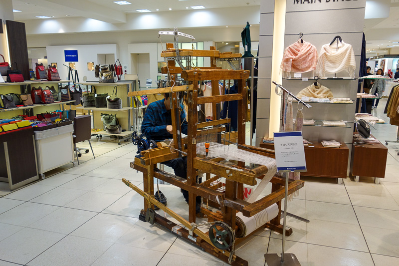 Visiting 9 cities in Japan - Oct and Nov 2016 - I found the other department store, and was able to enter just before closing time at 7pm. It seems they make their own clothes here, on a loom.