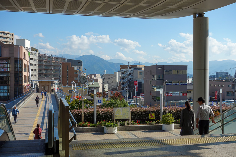 Visiting 9 cities in Japan - Oct and Nov 2016 - Nice view out the other side of the station, more mountains.