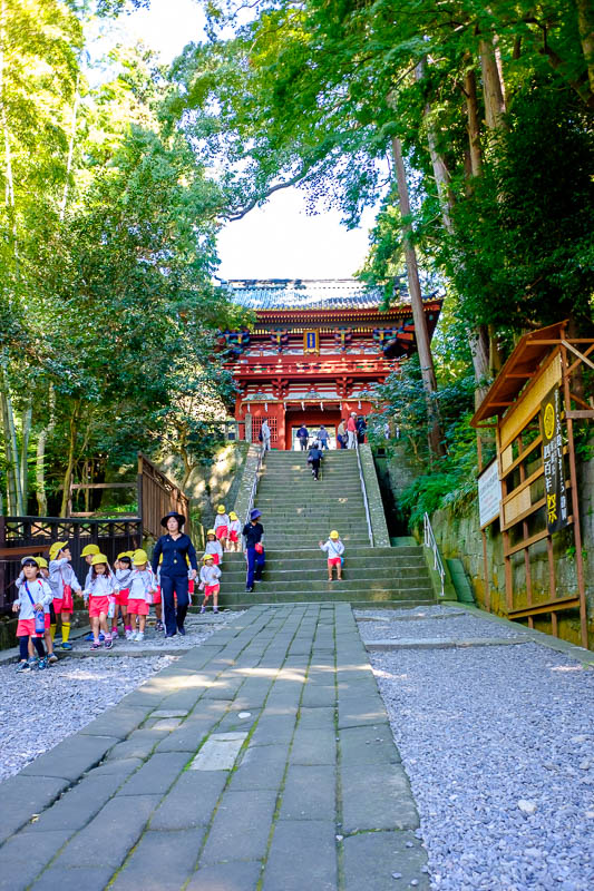 Back to Japan for even more - Oct and Nov 2017 - Here are some school kids coming back from visiting the temple. Theres thousands of them with color coded hats. They know to remove their hats and bow